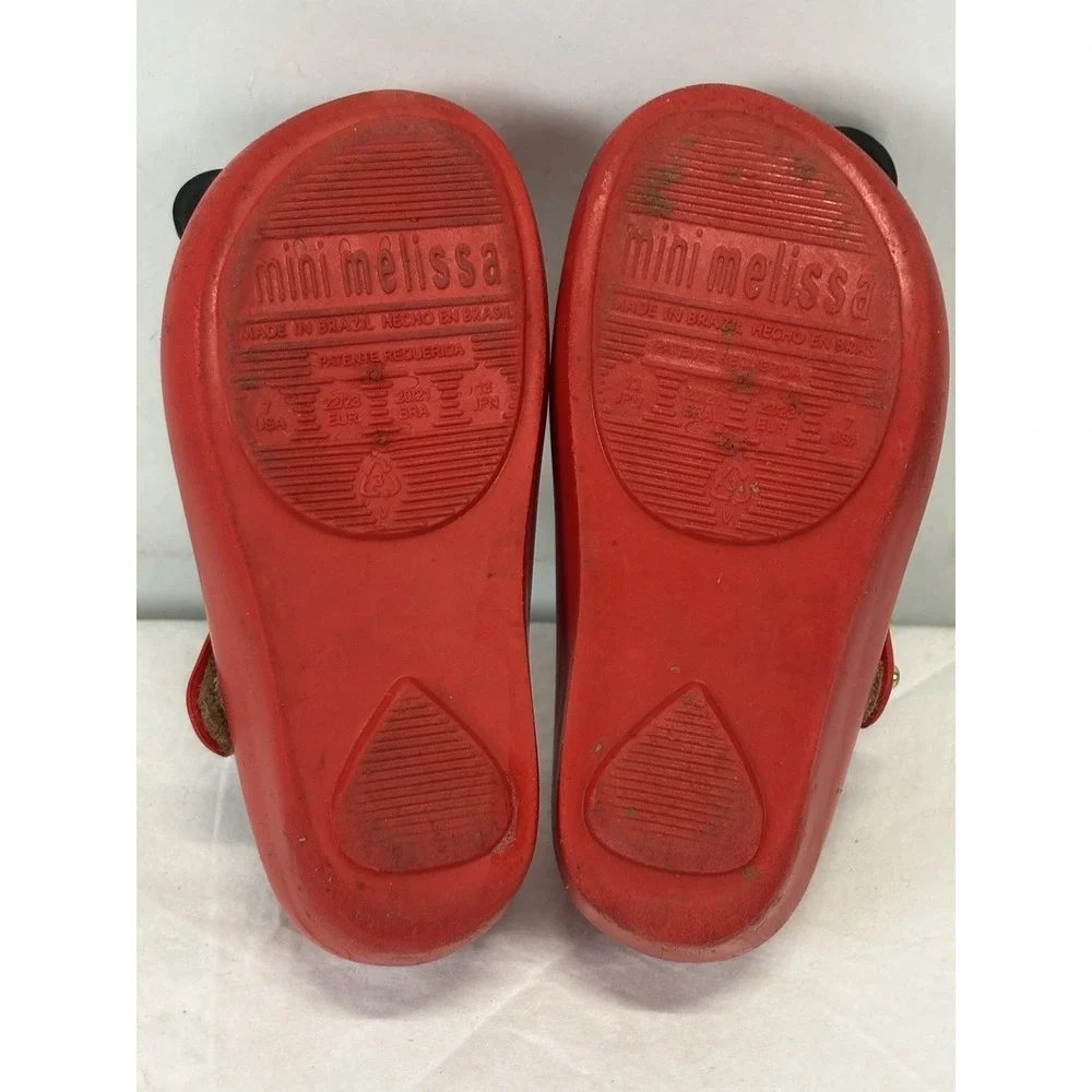 Mini Melissa Girls Red Minnie Mickey Mouse Shoes Size 7 Toddler Mary Jane